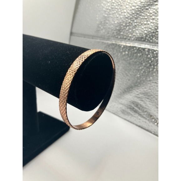 Textured Copper Brushed 2 7/8 Inch Wide Bangle Bracelet! - Picture 3 of 7